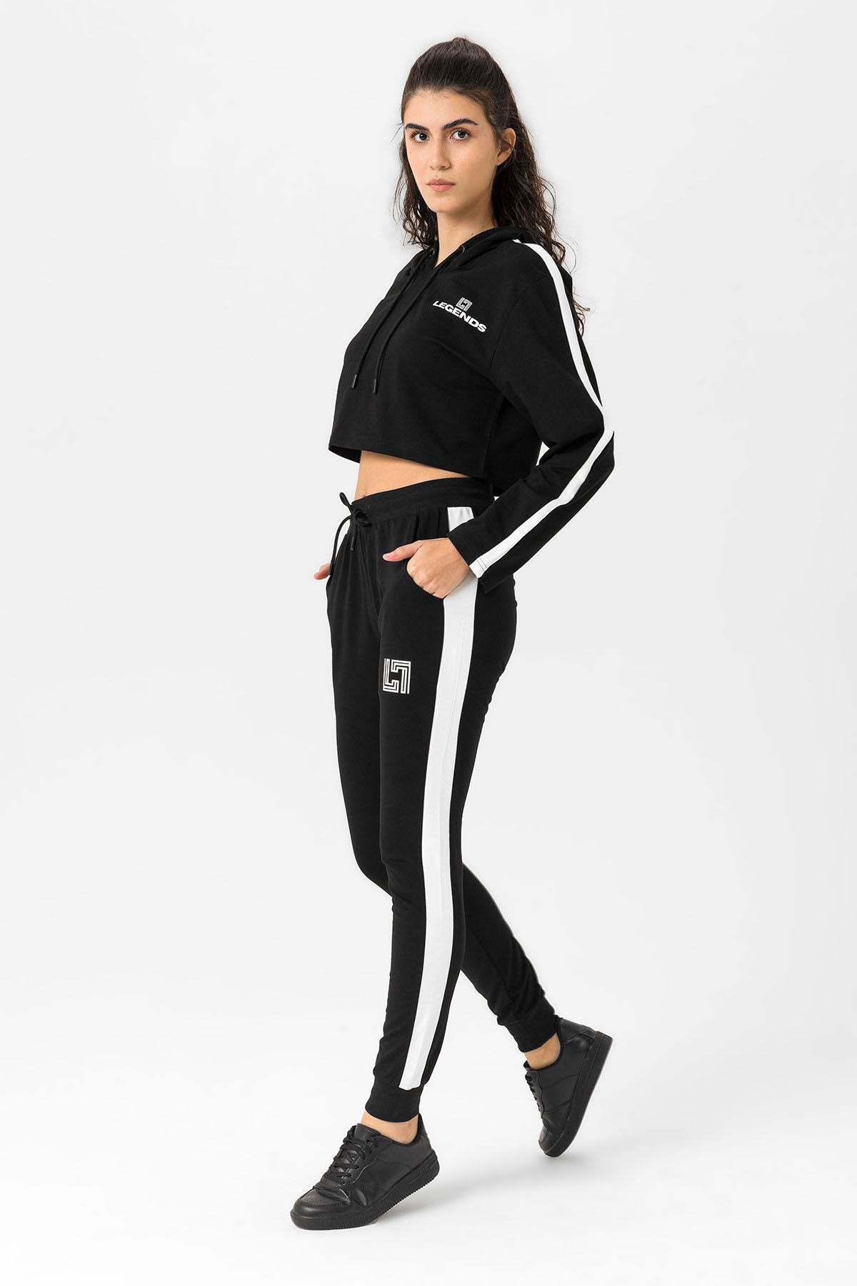 Active Dry Pants & Casual Cropped Hoodie SET